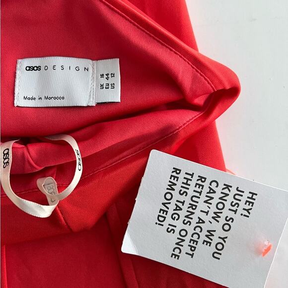 New ASOS DESIGN One Shoulder Pleat Detail Bodycon Maxi Dress Red Women's SIZE 12 - Picture 9 of 10